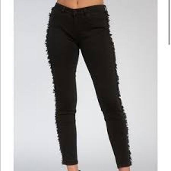Elan Black Side Fray Fringe Mid-Rise Skinny Jeans Stretch - Medium 28 29 - Picture 5 of 14